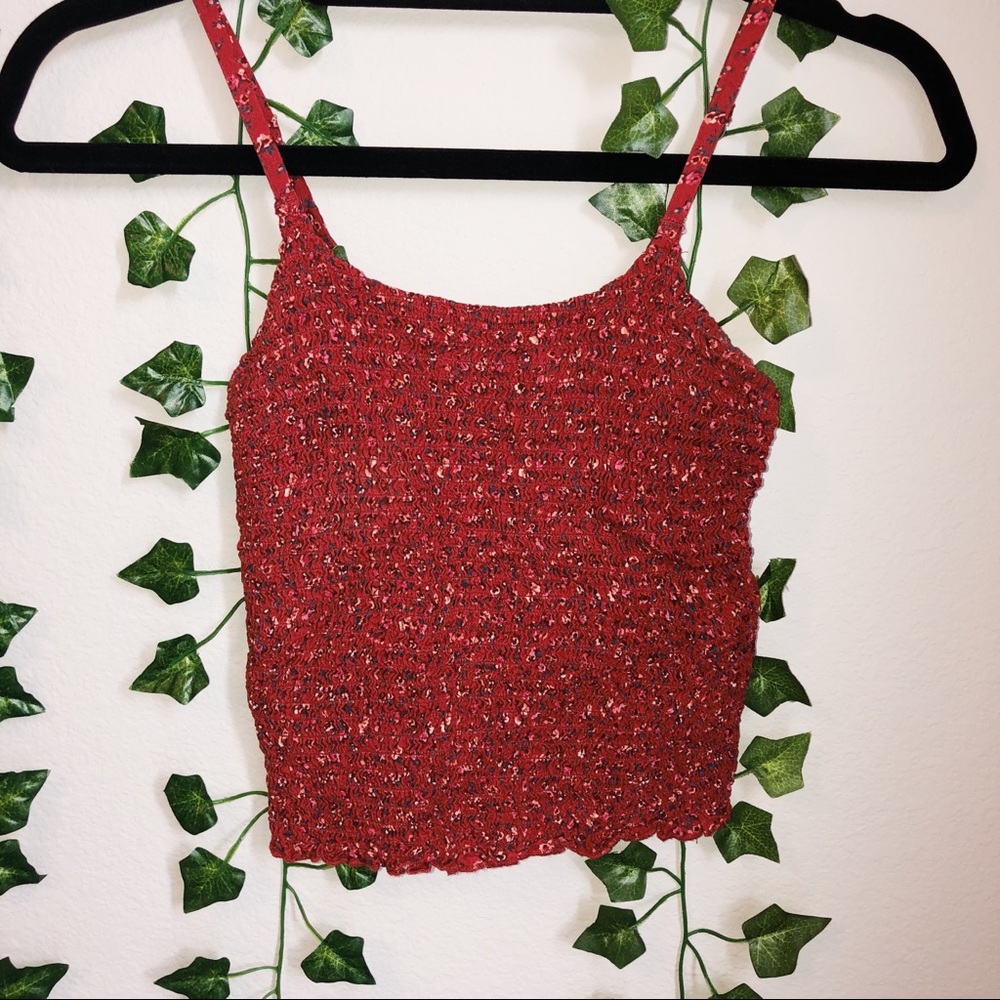 RED RIBBED TANK TOP